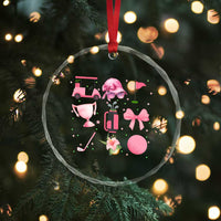 Womens Golf Lover Crystal Glass Ornament Cute Pink Bow Golf Sports Gift - Wonder Print Shop