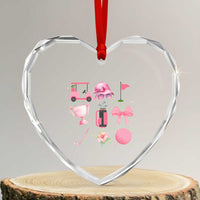 Womens Golf Lover Heart Crystal Glass Ornament Cute Pink Bow Golf Sports Gift - Wonder Print Shop