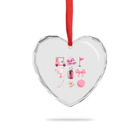 Womens Golf Lover Heart Crystal Glass Ornament Cute Pink Bow Golf Sports Gift - Wonder Print Shop