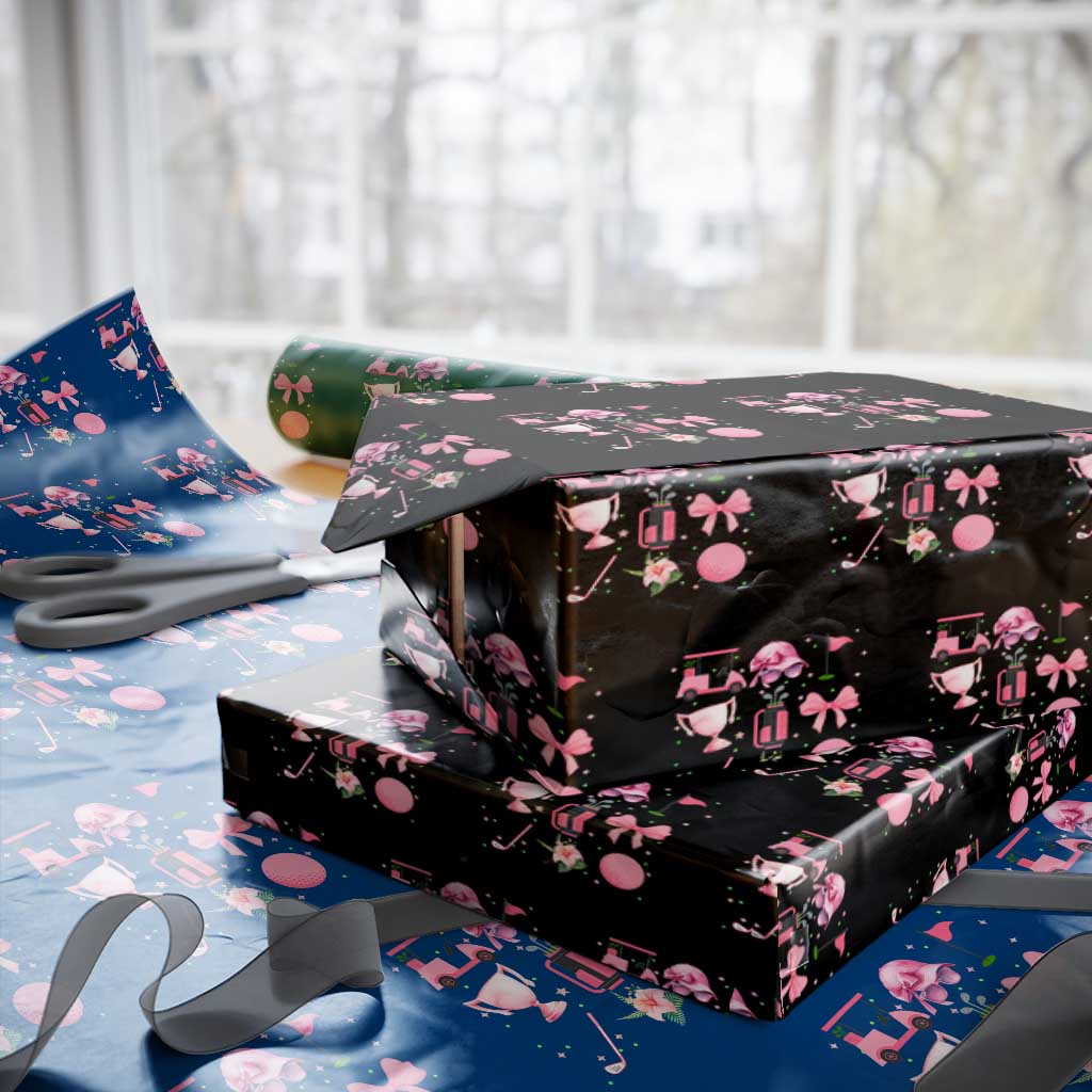 Womens Golf Lover Wrapping Paper Roll Cute Pink Bow Golf Sports Gift - Wonder Print Shop