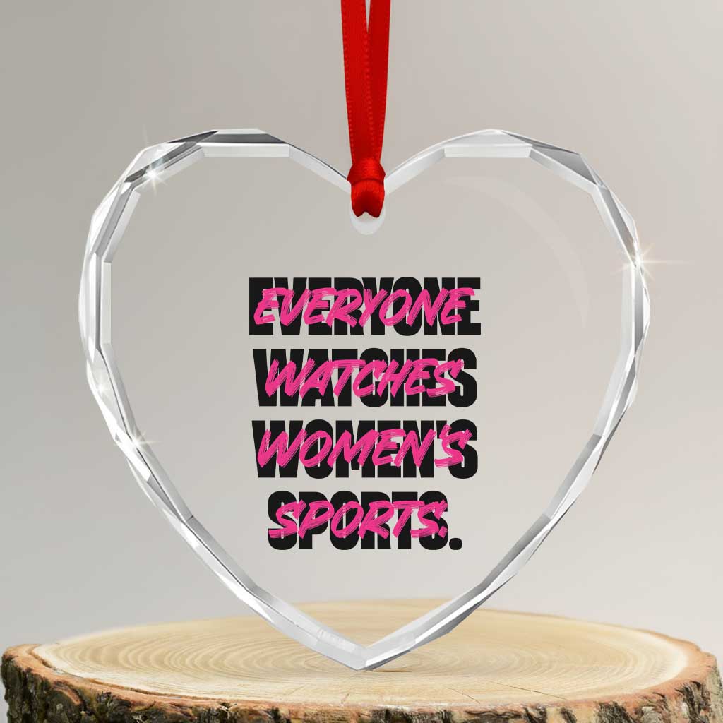 Womens Sports Heart Crystal Glass Ornament Feminist Body Positivity Inclusive Equality - Wonder Print Shop