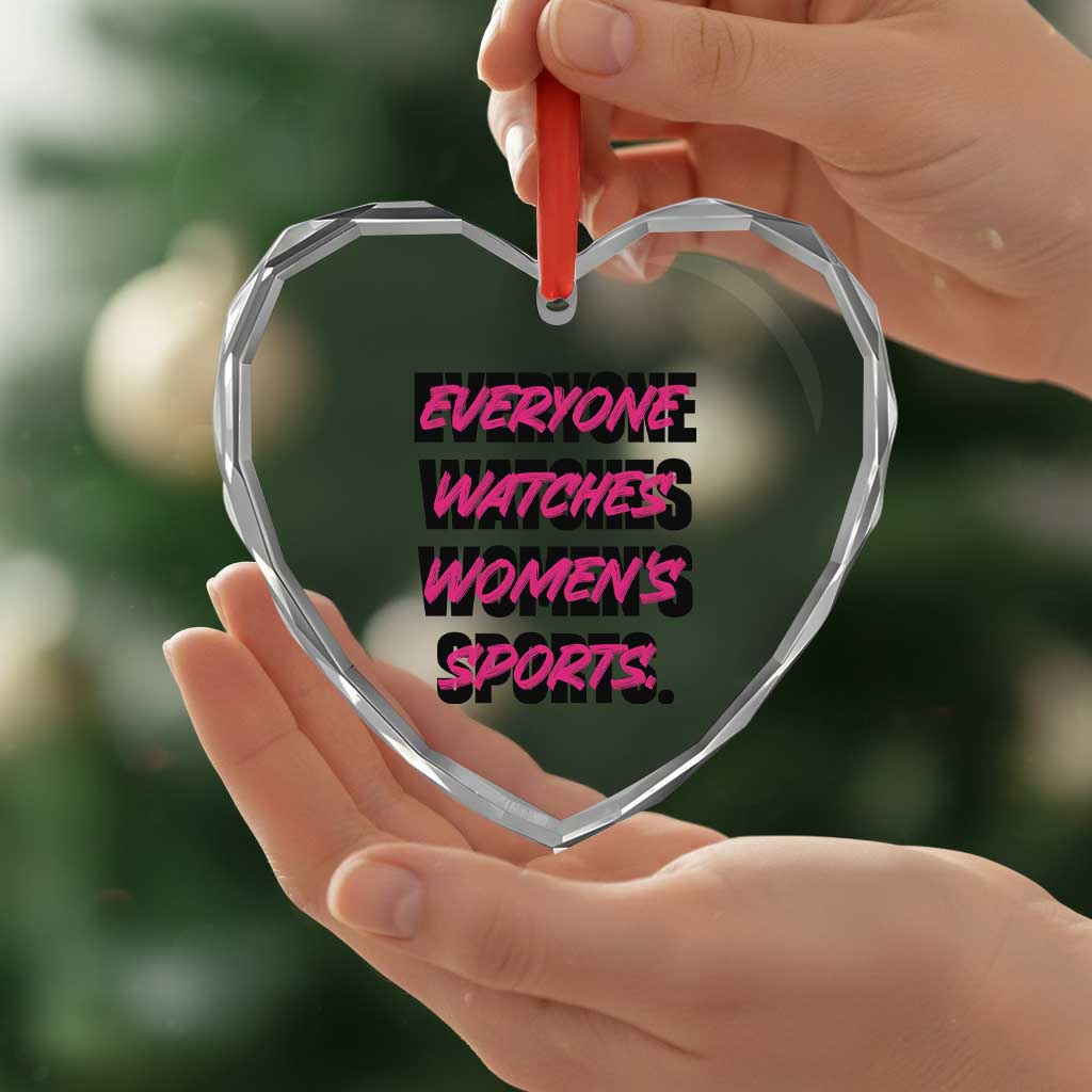 Womens Sports Heart Crystal Glass Ornament Feminist Body Positivity Inclusive Equality - Wonder Print Shop