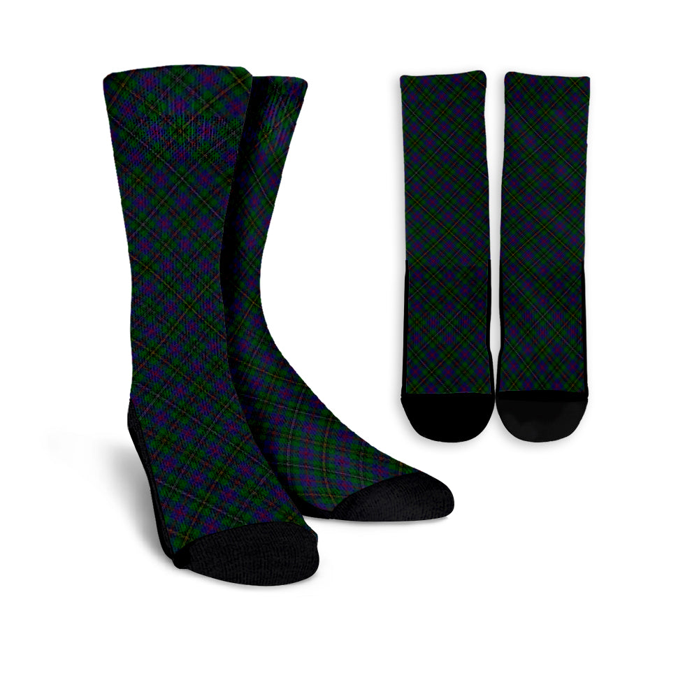 Wood Tartan Socks, Cross Tartan Plaid Socks, Long Tartan Socks Cross Style TS23