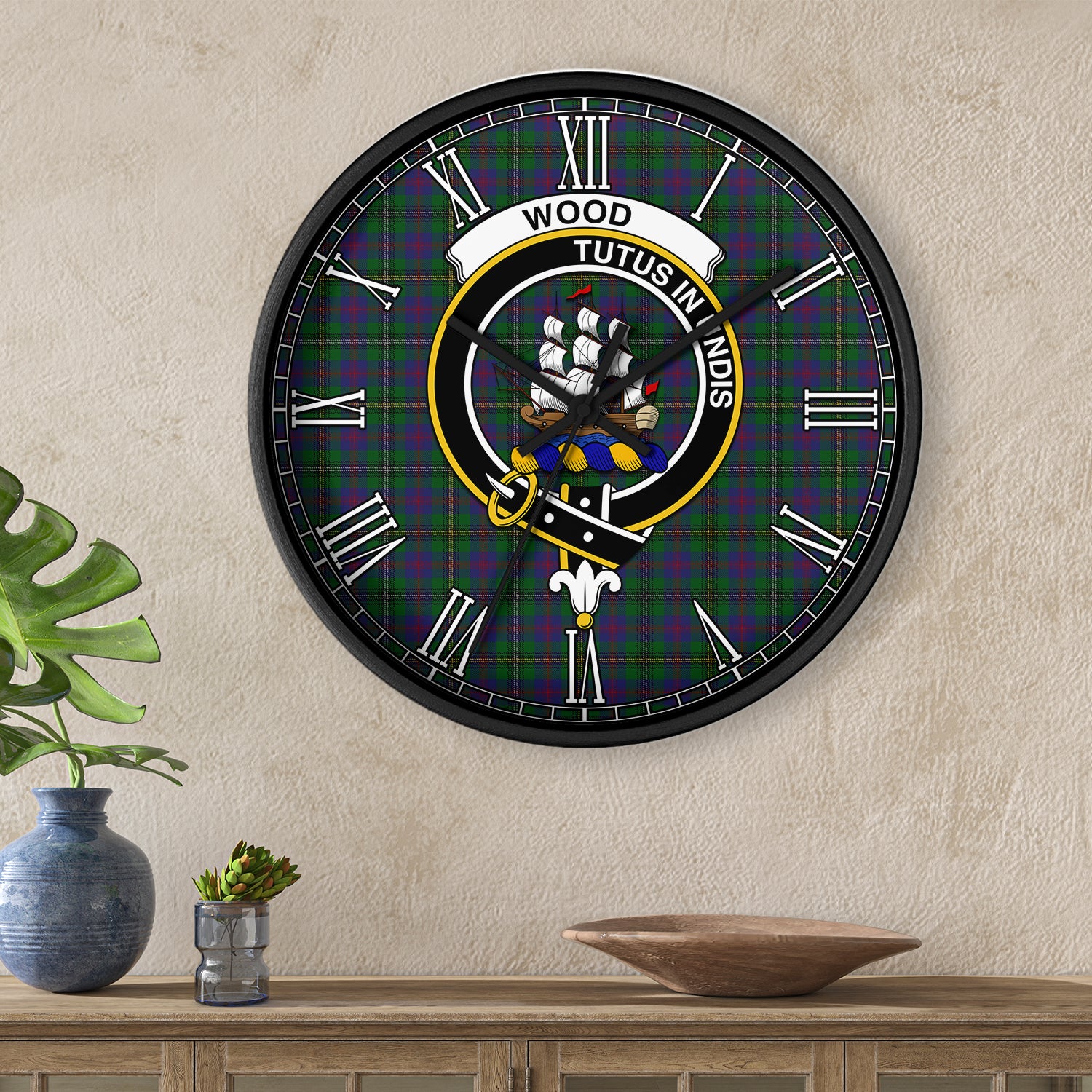 wood-tartan-wall-clock-family-crest-tartan-wall-clock