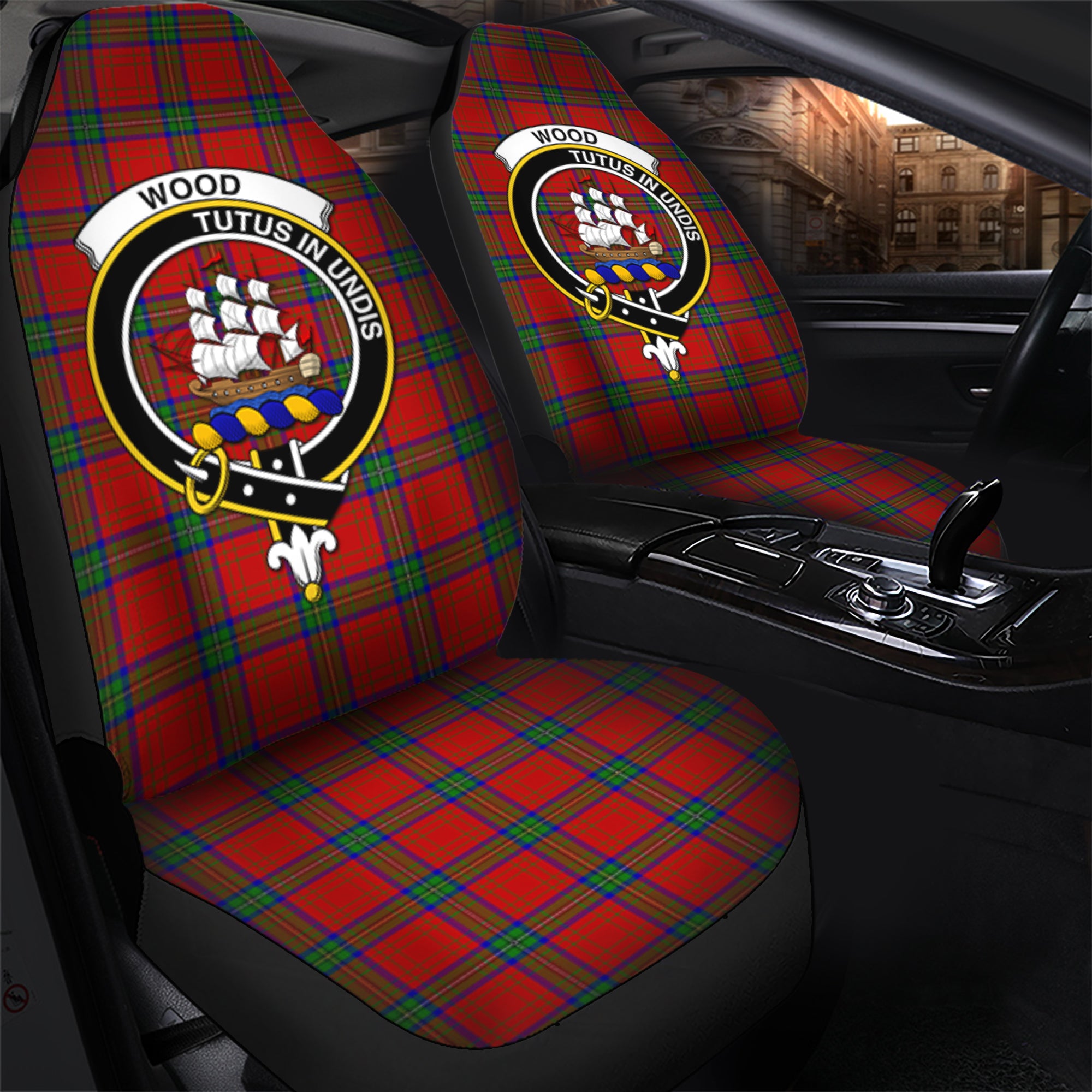 Wood Dress Clan Tartan Car Seat Cover, Family Crest Tartan Seat Cover TS23