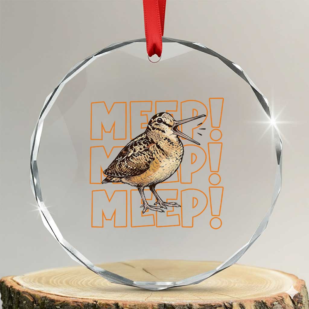 Woodcock Meep Crystal Glass Ornament Funny Nature Lover