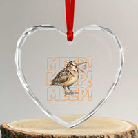 Woodcock Meep Heart Crystal Glass Ornament Funny Nature Lover