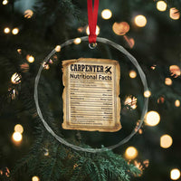 Woodworker Nutrition Label Crystal Glass Ornament Carpenter Nutritional Facts Graphic