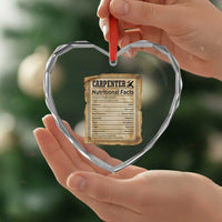Woodworker Nutrition Label Heart Crystal Glass Ornament Carpenter Nutritional Facts Graphic