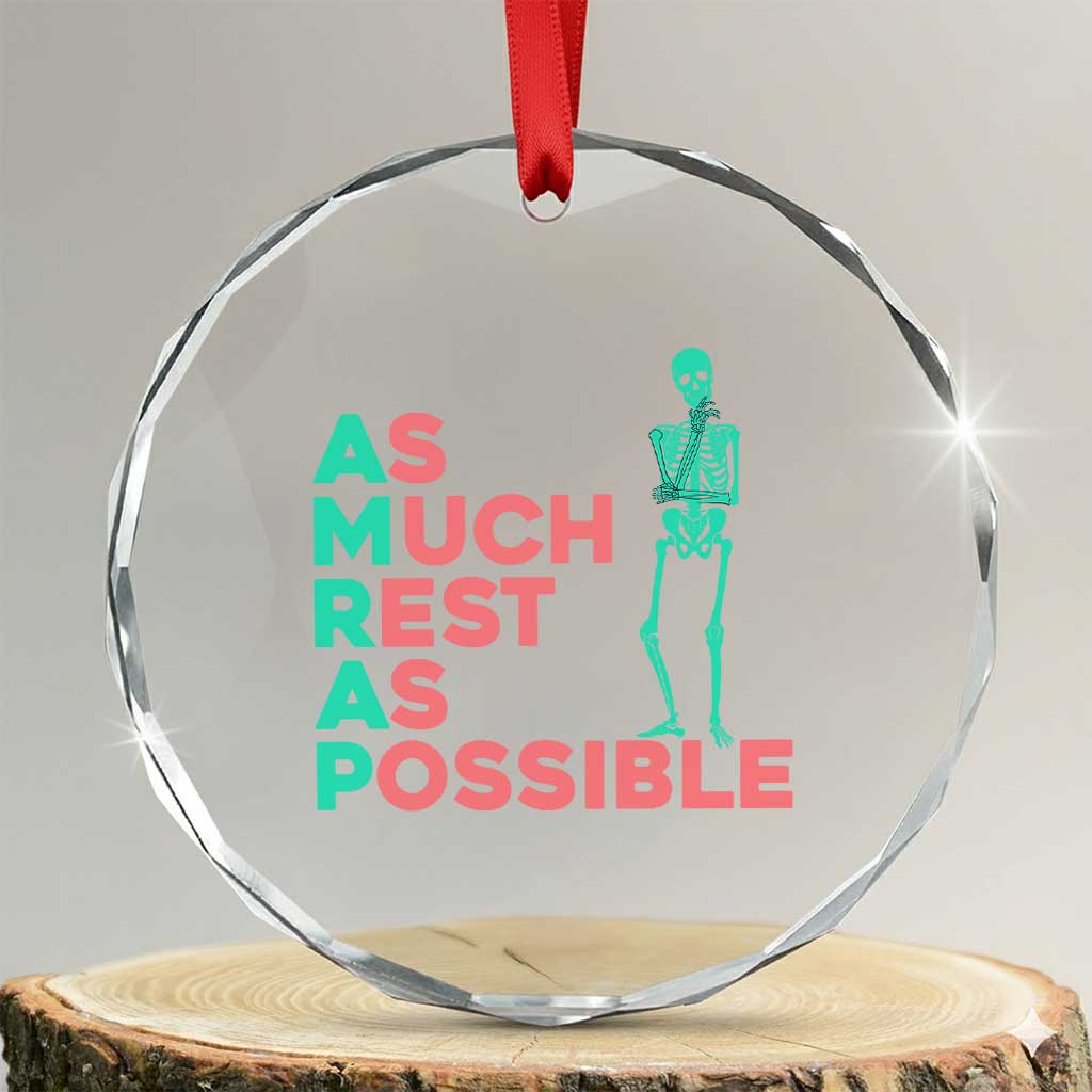 Workout Skeleton Crystal Glass Ornament As Much Rest As Possible AMRAP Lazy Skeleton Funny Gym Quotes TS02