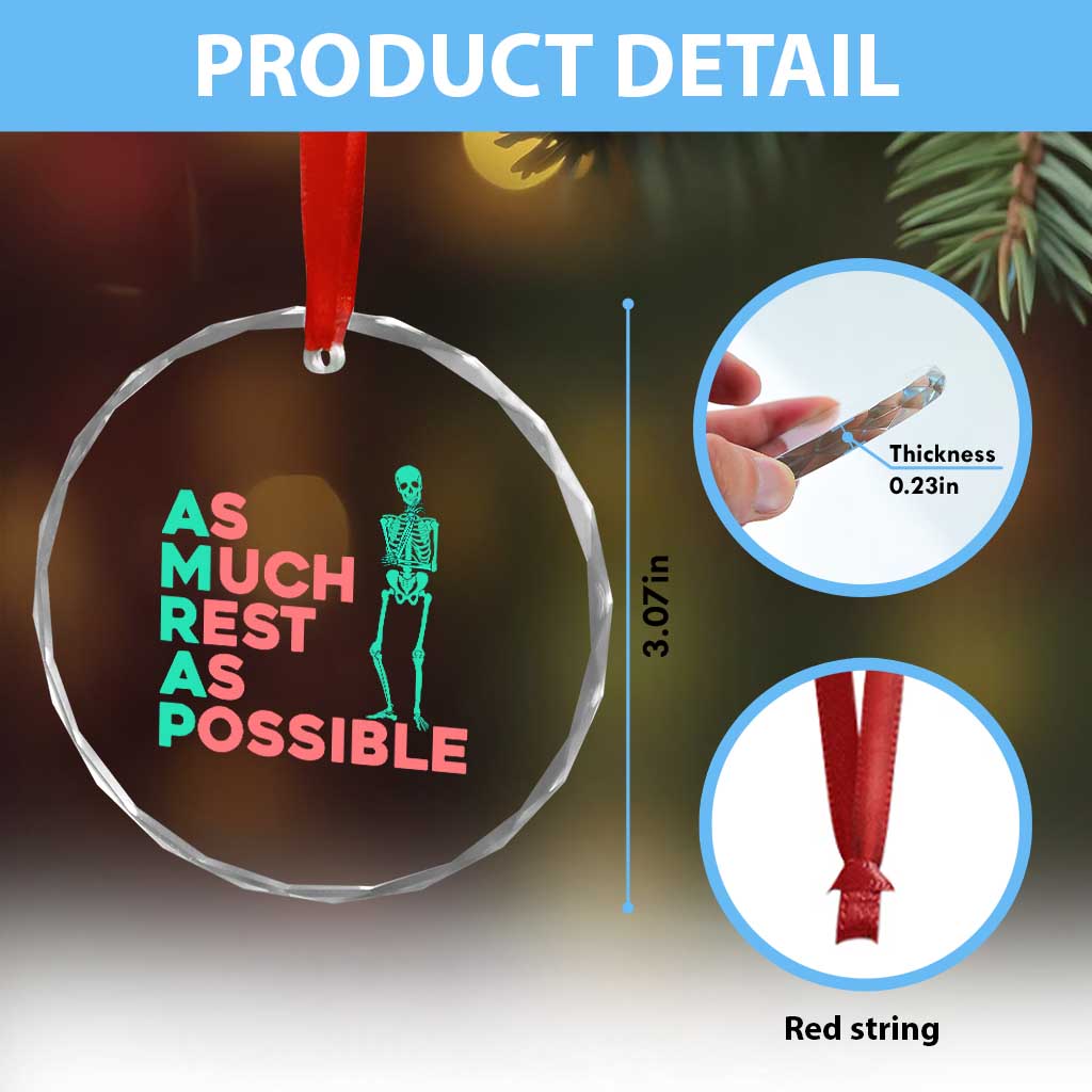 Workout Skeleton Crystal Glass Ornament As Much Rest As Possible AMRAP Lazy Skeleton Funny Gym Quotes TS02