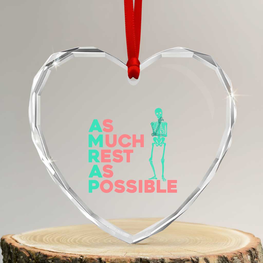 Workout Skeleton Heart Crystal Glass Ornament As Much Rest As Possible AMRAP Lazy Skeleton Funny Gym Quotes - Wonder Print Shop
