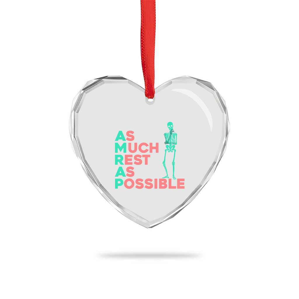 Workout Skeleton Heart Crystal Glass Ornament As Much Rest As Possible AMRAP Lazy Skeleton Funny Gym Quotes - Wonder Print Shop