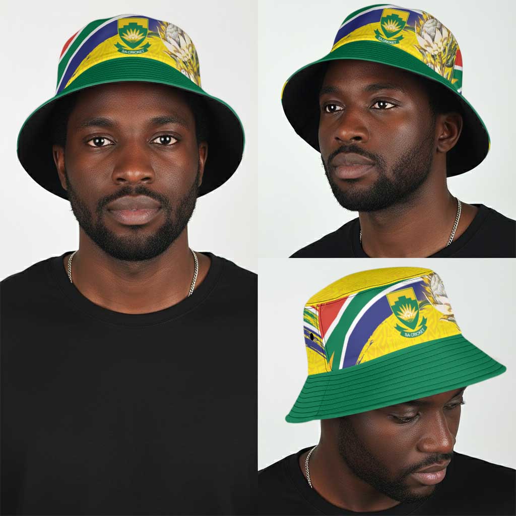 World Cricket South Africa Bucket Hat Protea Flower Come On Proteas!