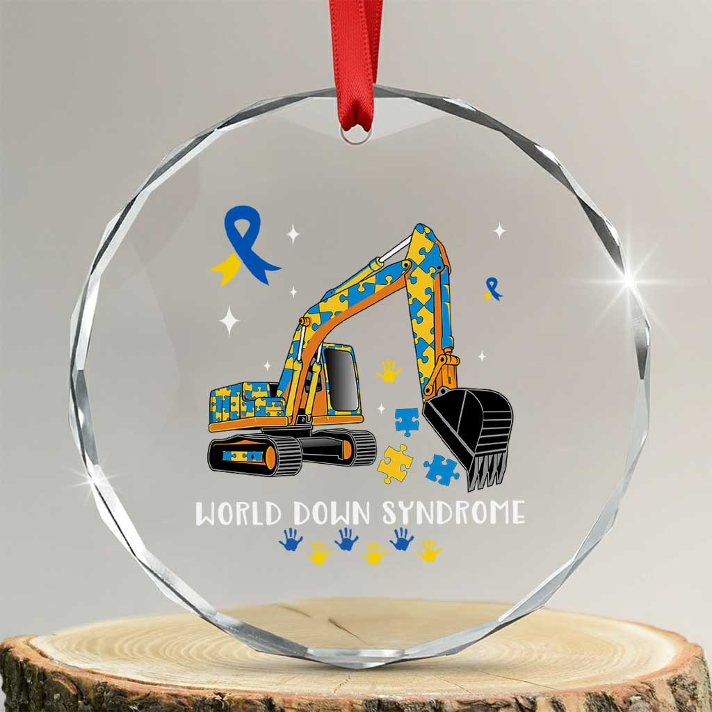 World Down Syndrome Awareness Day Bulldozer Crystal Glass Ornament - Wonder Print Shop