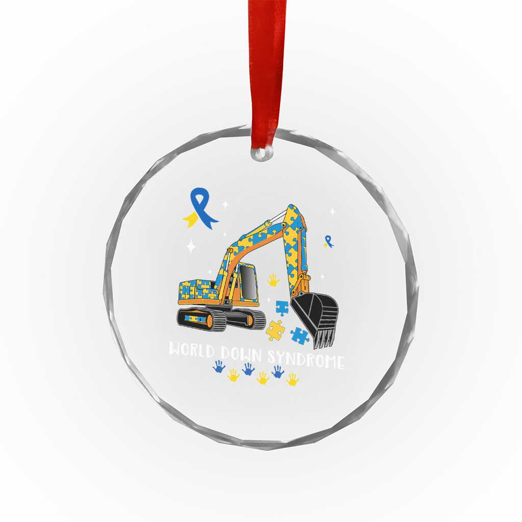 World Down Syndrome Awareness Day Bulldozer Crystal Glass Ornament - Wonder Print Shop