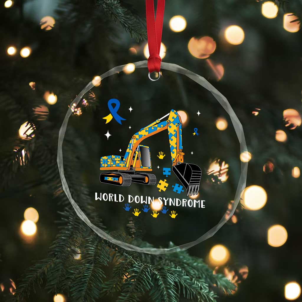 World Down Syndrome Awareness Day Bulldozer Crystal Glass Ornament - Wonder Print Shop