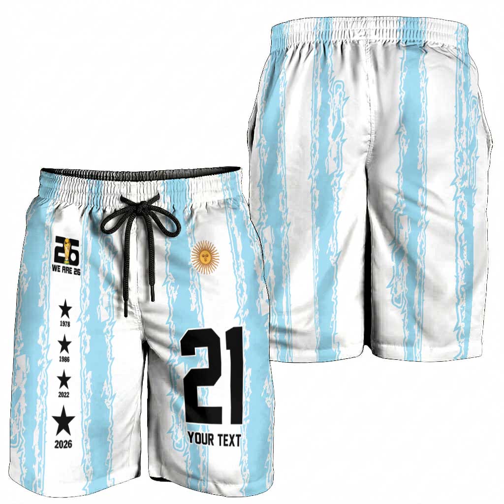 World Football 2026 Argentina Custom Shorts for Men Past Champions Future Legends Blue - Wonder Print Shop