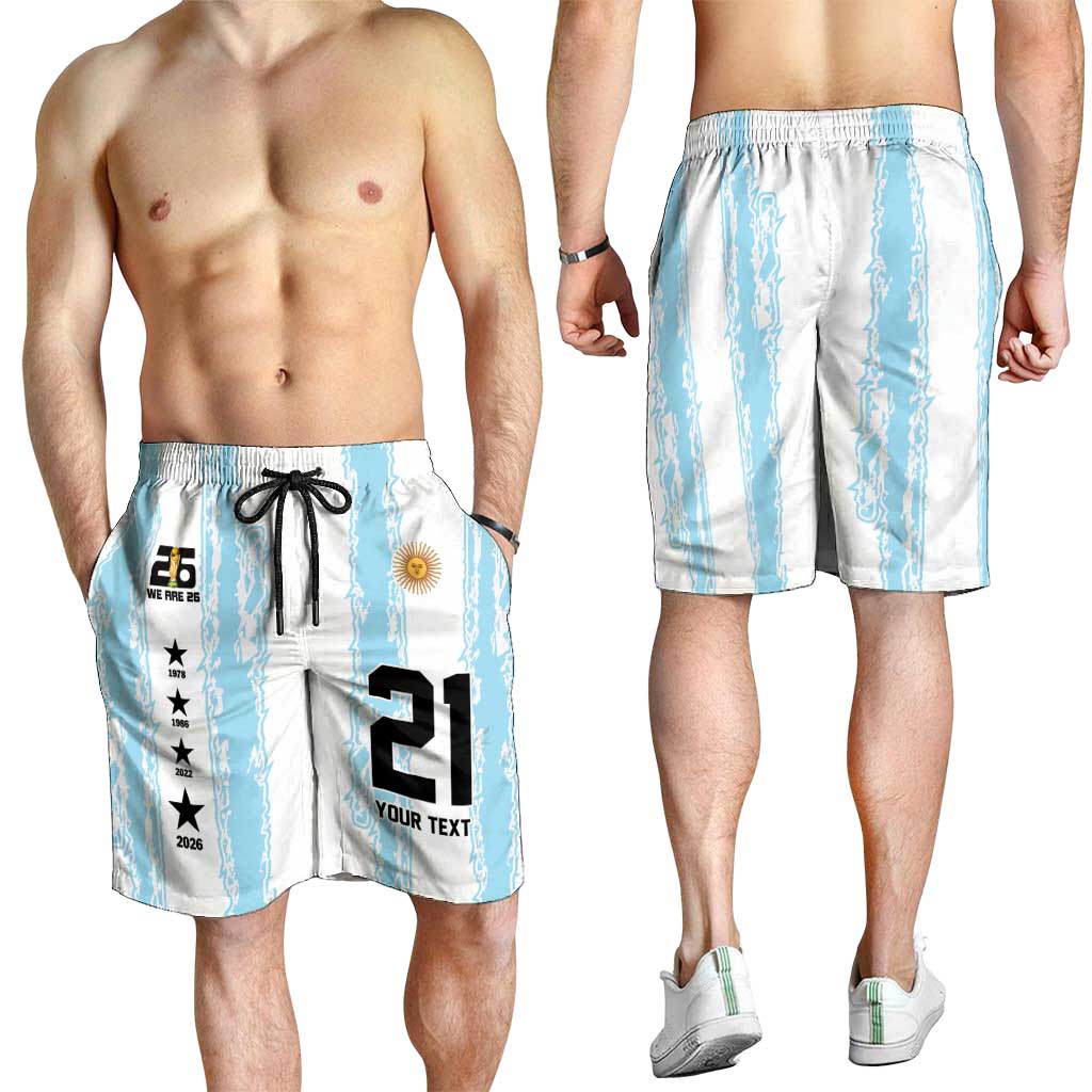 World Football 2026 Argentina Custom Shorts for Men Past Champions Future Legends Blue - Wonder Print Shop