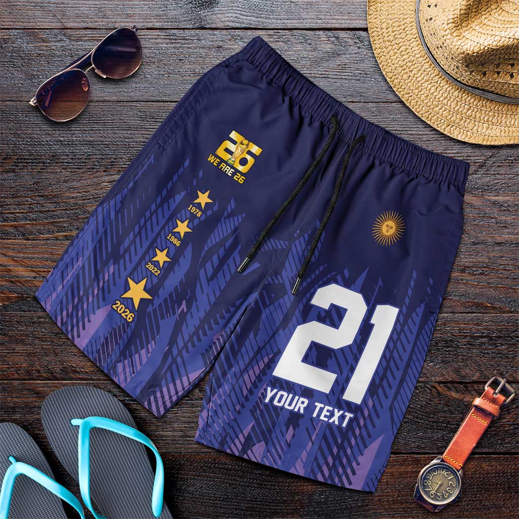 World Football 2026 Argentina Custom Shorts for Men Past Champions Future Legends Purple - Wonder Print Shop