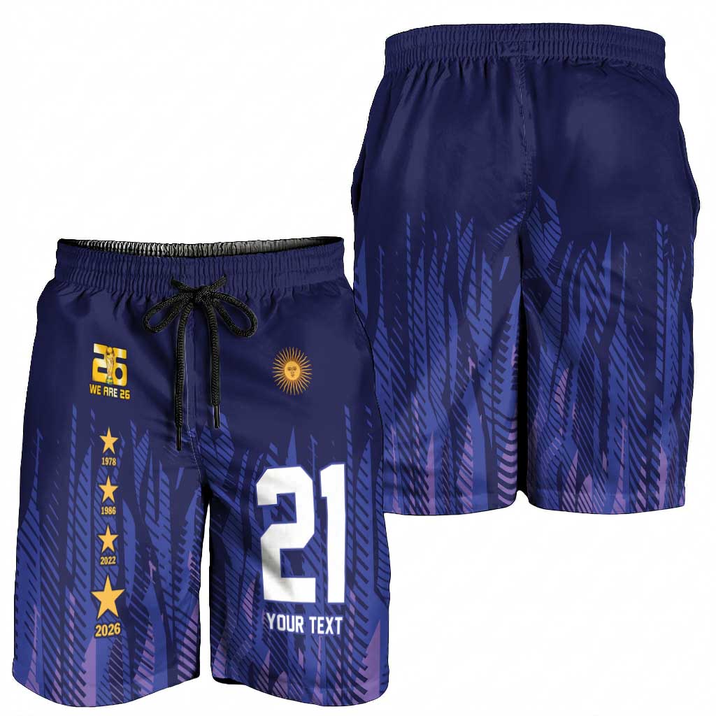 World Football 2026 Argentina Custom Shorts for Men Past Champions Future Legends Purple - Wonder Print Shop
