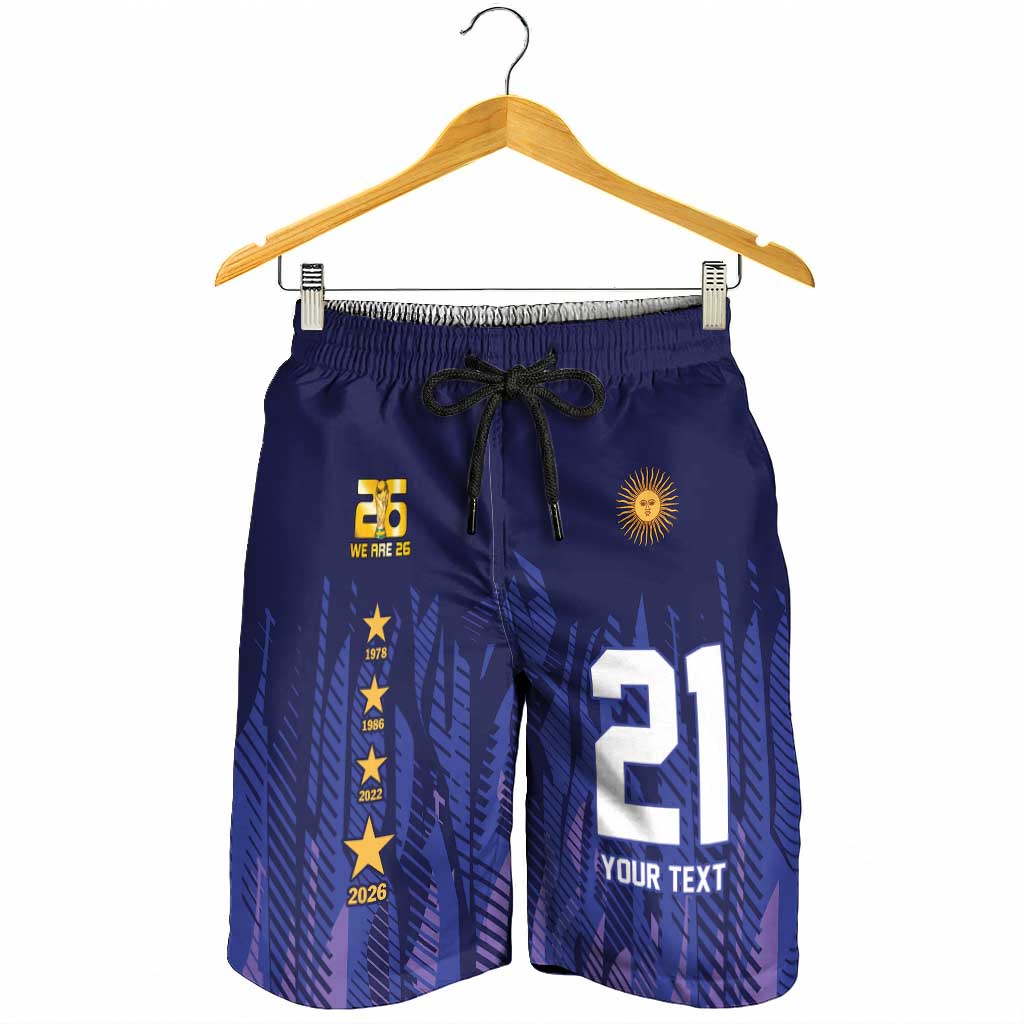 World Football 2026 Argentina Custom Shorts for Men Past Champions Future Legends Purple - Wonder Print Shop