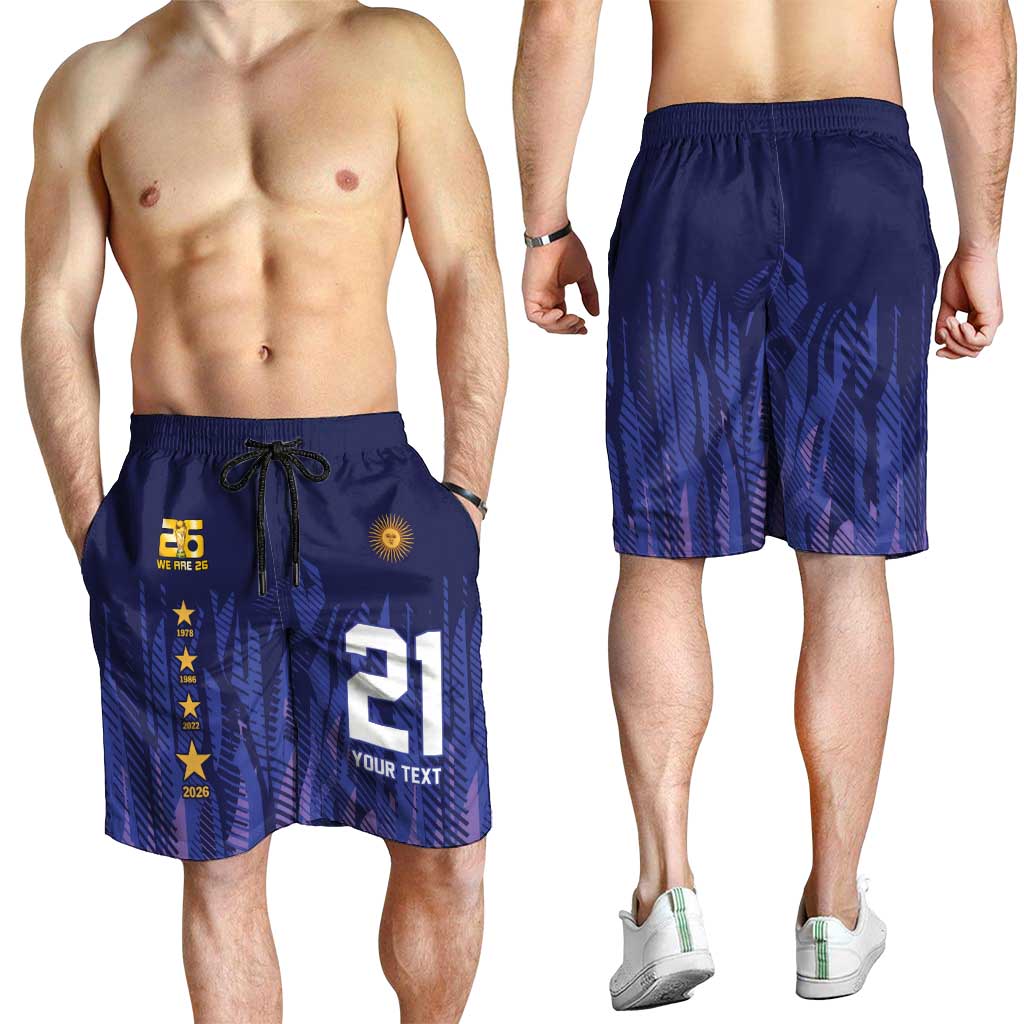 World Football 2026 Argentina Custom Shorts for Men Past Champions Future Legends Purple - Wonder Print Shop