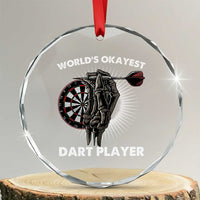 World's Okayest Dart Player Crystal Glass Ornament Funny Bullseye Shooter Gift - Wonder Print Shop