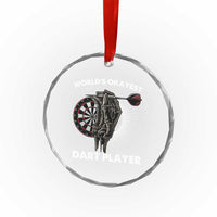 World's Okayest Dart Player Crystal Glass Ornament Funny Bullseye Shooter Gift - Wonder Print Shop