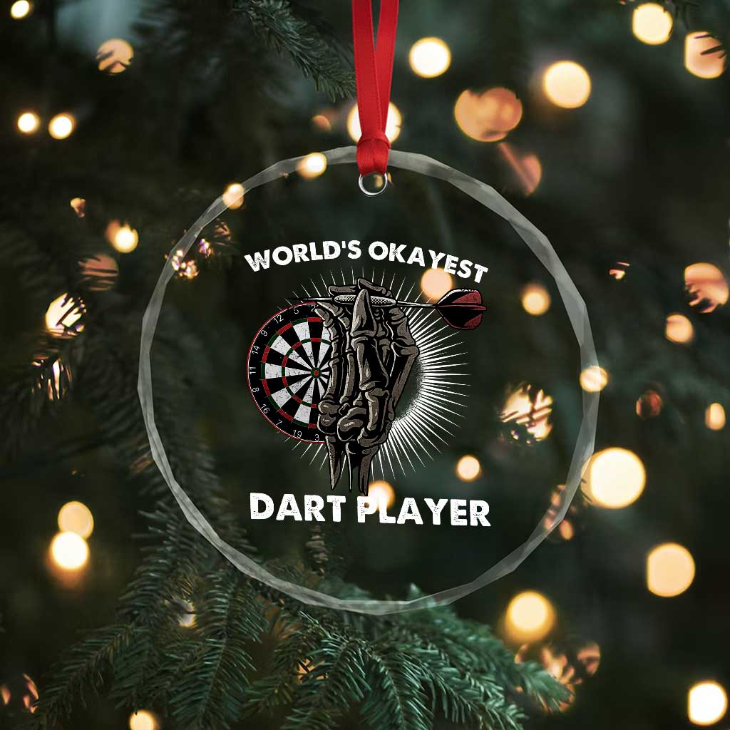 World's Okayest Dart Player Crystal Glass Ornament Funny Bullseye Shooter Gift - Wonder Print Shop