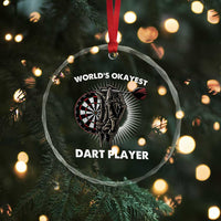 World's Okayest Dart Player Crystal Glass Ornament Funny Bullseye Shooter Gift - Wonder Print Shop