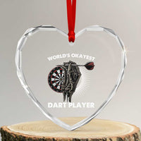 World's Okayest Dart Player Heart Crystal Glass Ornament Funny Bullseye Shooter Gift - Wonder Print Shop