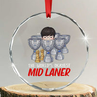 Worlds Okayest Mid Laner Crystal Glass Ornament Funny Game Lover Gift - Wonder Print Shop