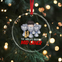 Worlds Okayest Mid Laner Crystal Glass Ornament Funny Game Lover Gift - Wonder Print Shop