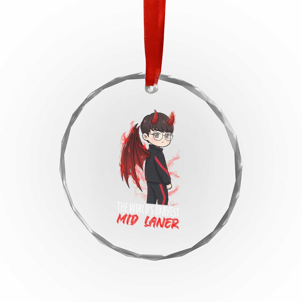 Worlds Okayest Mid Laner Crystal Glass Ornament Funny Gift For Gamer - Wonder Print Shop