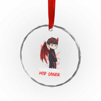 Worlds Okayest Mid Laner Crystal Glass Ornament Funny Gift For Gamer - Wonder Print Shop