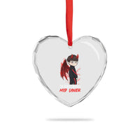 Worlds Okayest Mid Laner Heart Crystal Glass Ornament Funny Gift For Gamer - Wonder Print Shop