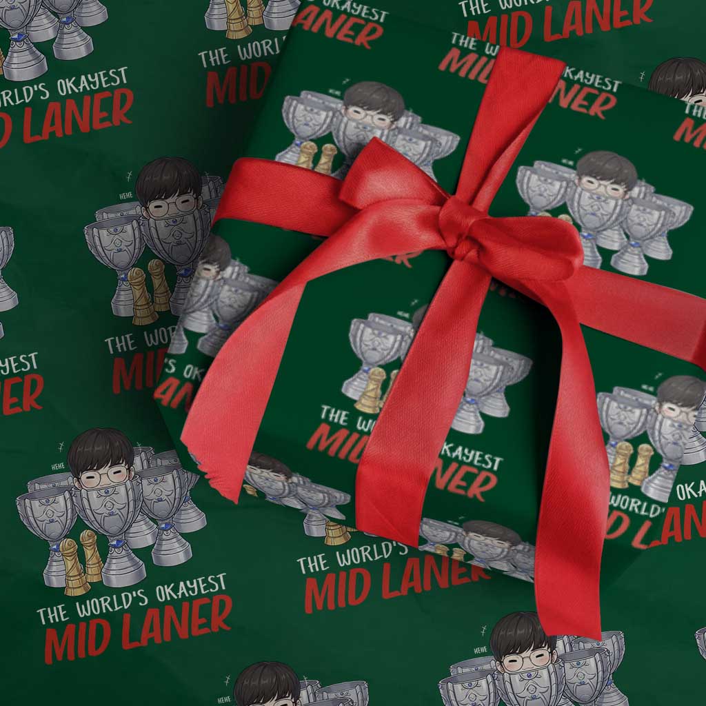 Worlds Okayest Mid Laner Wrapping Paper Roll Funny Game Lover Gift - Wonder Print Shop