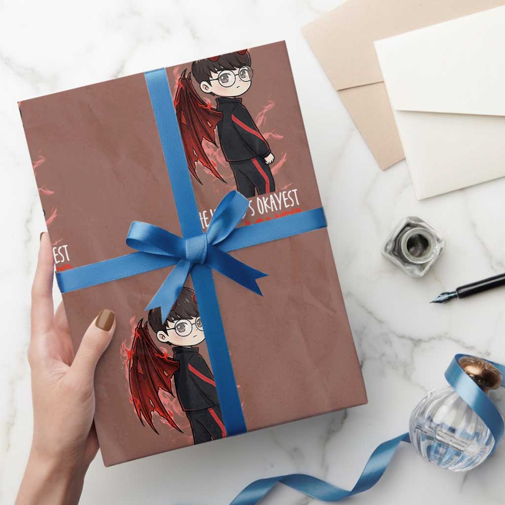 Worlds Okayest Mid Laner Wrapping Paper Roll Funny Gift For Gamer - Wonder Print Shop