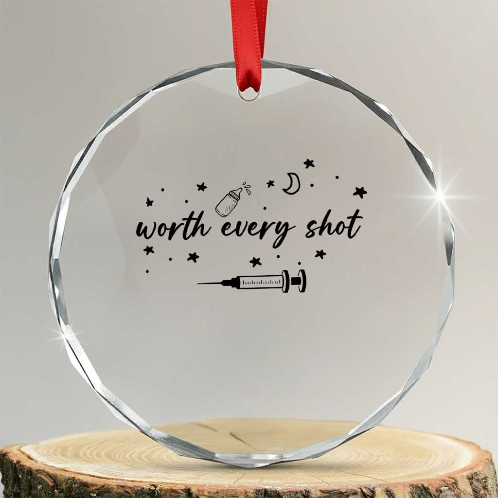 Worth Every Shot Crystal Glass Ornament IVF Baby Pregnancy Announcement - Wonder Print Shop