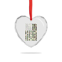 Wrestling American Flag Camo Wrestler Heart Crystal Glass Ornament