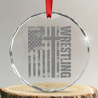 Wrestling Christian Vintage Patriotic American Flag Crystal Glass Ornament