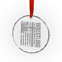 Wrestling Christian Vintage Patriotic American Flag Crystal Glass Ornament
