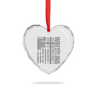 Wrestling Christian Vintage Patriotic American Flag Heart Crystal Glass Ornament