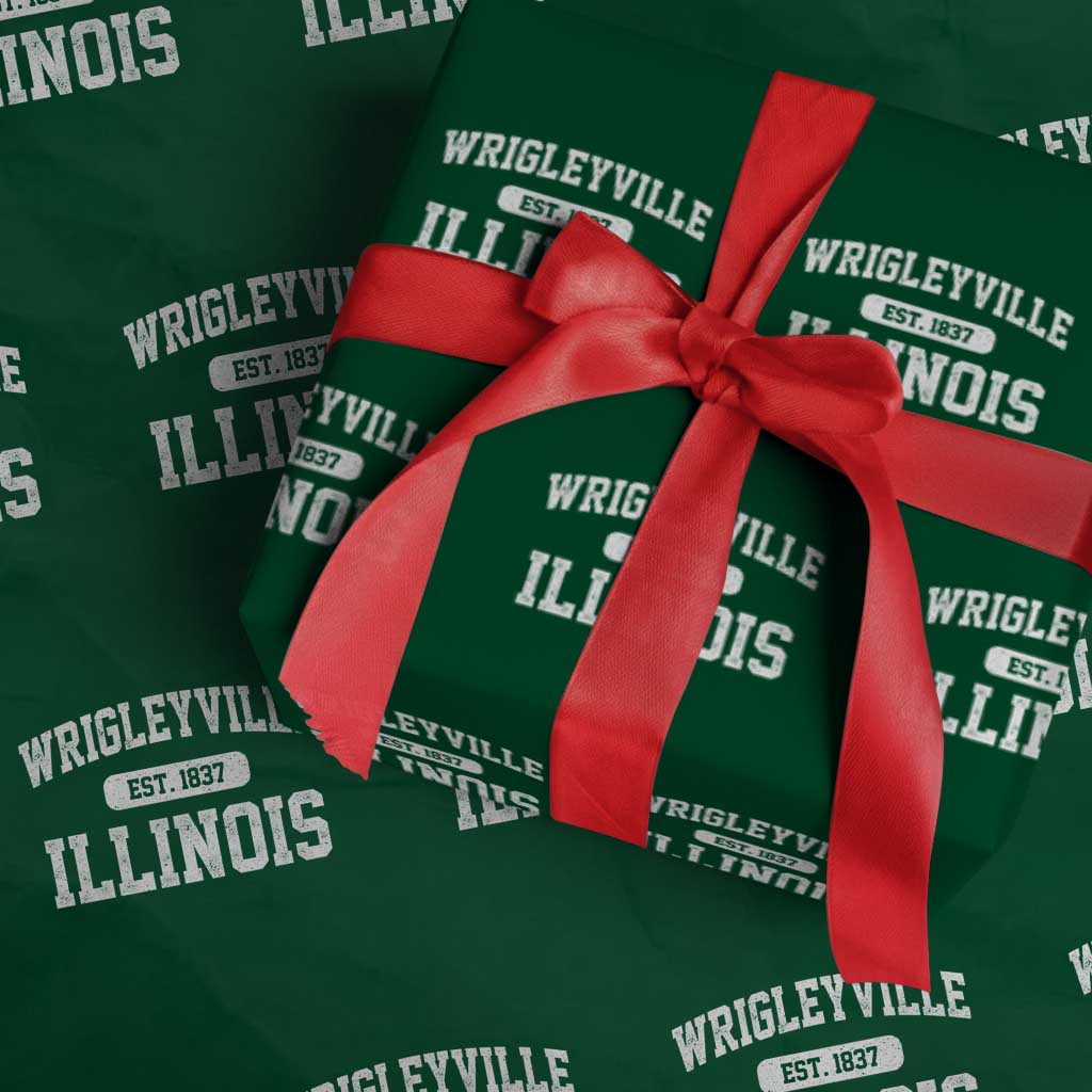 Wrigleyville Illinois Wrapping Paper Roll Vintage Chicago Classic Distressed Baseball Fan Gift