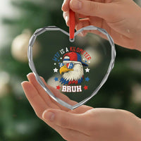 WTF Is A Kilometer Bruh Heart Crystal Glass Ornament Funny Patriotic American Bald Eagle - Wonder Print Shop