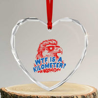 WTF Is A Kilometer Funny American Bald Eagle Heart Crystal Glass Ornament Patriotic 4th of July Humor