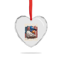 WTF Is A Kilometer Heart Crystal Glass Ornament Bald Eagle 4th of July Funny USA Patriotic