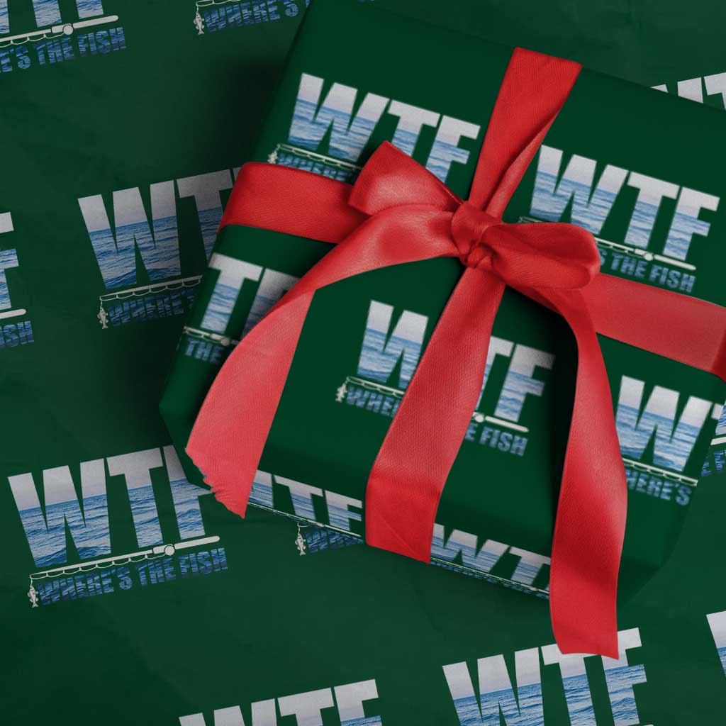 WTF Where's The Fish Wrapping Paper Roll Funny Fishing Gifts Fathers Day - Wonder Print Shop