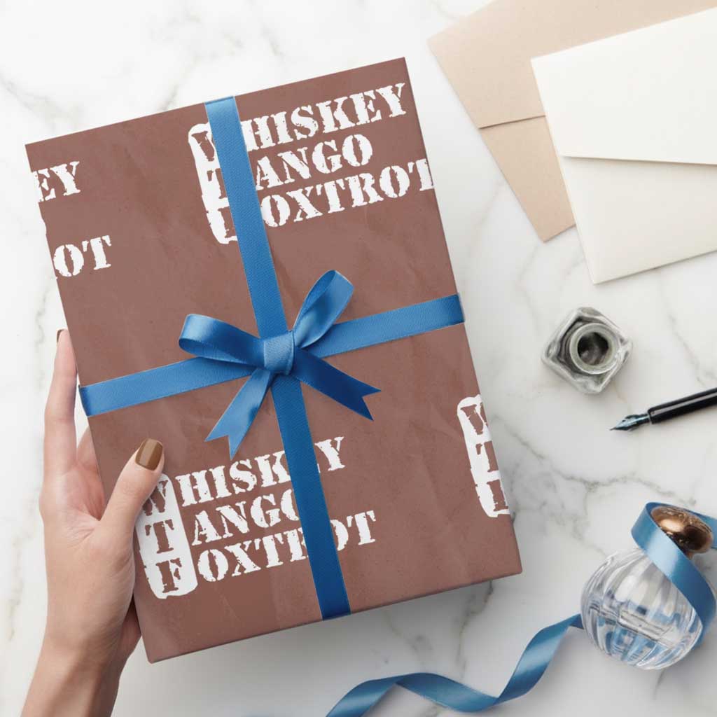 WTF Whiskey Tango Foxtrot Wrapping Paper Roll Military Phonetic Alphabet Funny